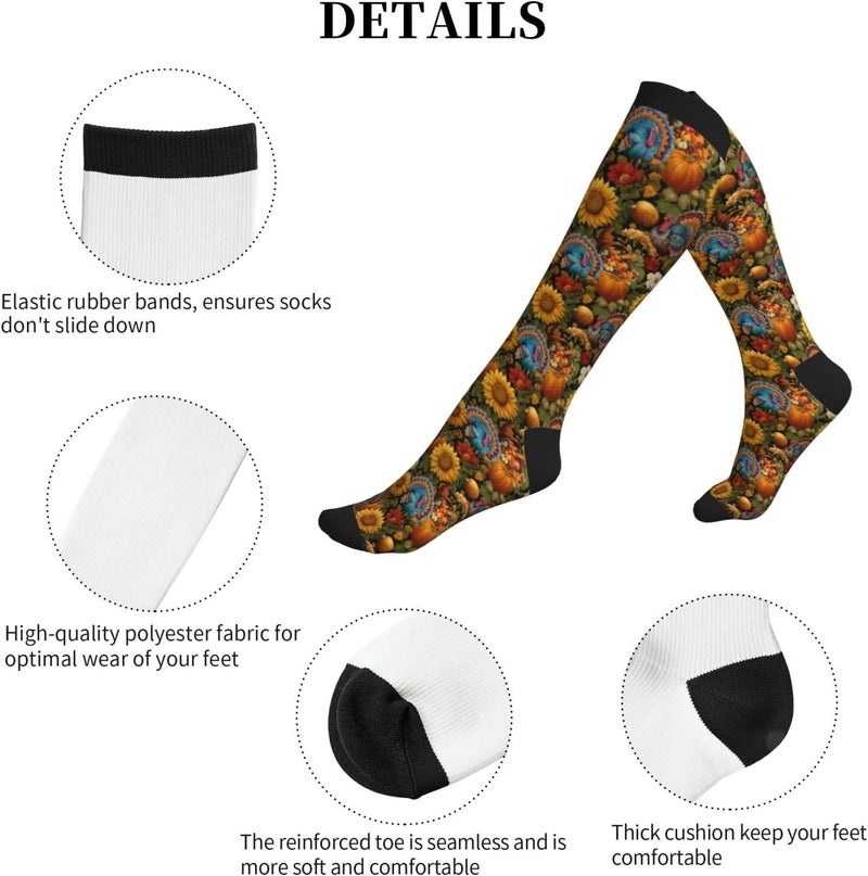 thmnj Compression Socks Knee High Support Socks for Women Men Circulation Stockings for Athletic Running Cycling Flying - Image 3